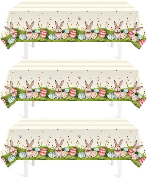 Amazon Tudomro 3 Pack Easter Tablecloth Bulk Easter Bunny Plastic