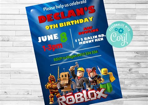 ROBLOX Birthday Invite Invitation Download - Itty Bitty Cake Toppers