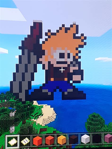 Cloud Strife Pixel Art Minecraft