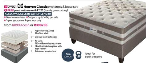 Heaven Classic Mattress And Base Set Offer At Homechoice