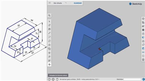 SKETCHUP Online 3D Dibujar Una Pieza Con Medidas Y Enlace Drawing