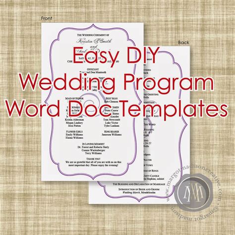 Margotmadison Diy Wedding Program Word Doc Templates Now Available