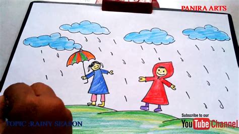 How To Draw Rainy Season Picture Drawing On Rainy Day पावसाळा