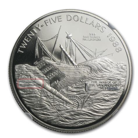 1988 Bermuda 1 Oz Palladium Wreck Of The San Antonio Coin - Pf - 69 Ngc
