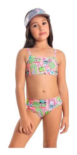 Biquíni Estampado Cropped Proteção Solar Uv Infantil Quimby