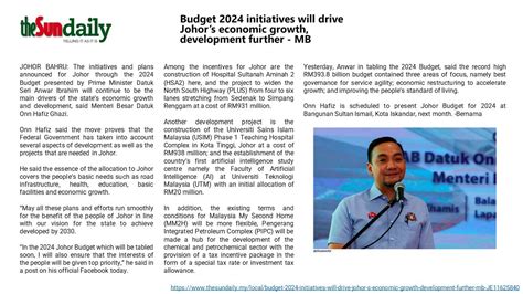 Budget 2024 Initiatives Will Drive Johor S Economic Growth