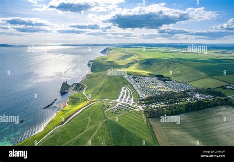 Panorama Over Durdle Door Holiday Park And Jurassic Coast And Clifs