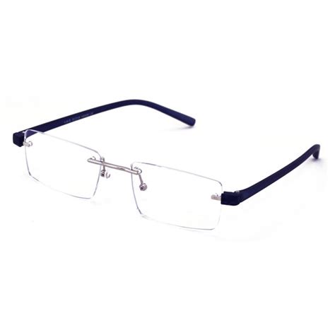 Lightweight Rimless Reading Glasses Metal With Flexible Temple Rectangular Anti Blue Blocker