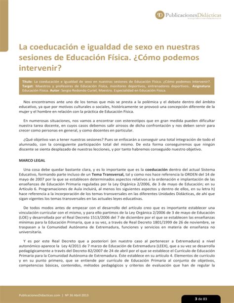 La coeducación e igualdad de sexo en nuestras sesiones de