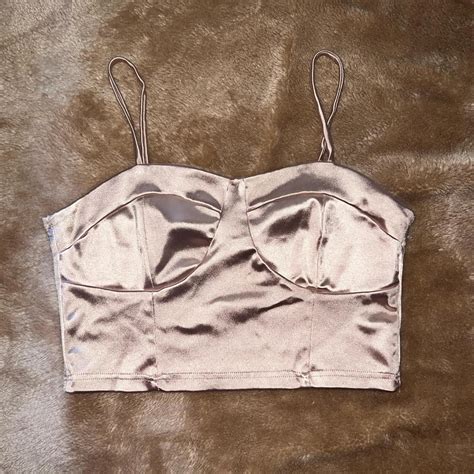 VIBE Velvet Nude Tank Top Tag Ripped Super Depop