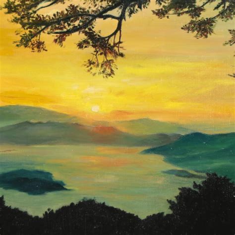 Oil Painting of Sunset Landscape | EBTH