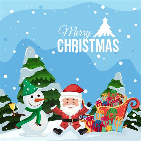 Merry Christmas Santa And Snowman 591457 Vector Art At Vecteezy