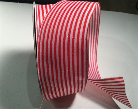 Red and White Striped Ribbon, Wired Ribbon for Bows, Candy Stripe Red ...