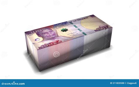 Nigeria 100 Naira Banknotes Money Stack On White Background Stock