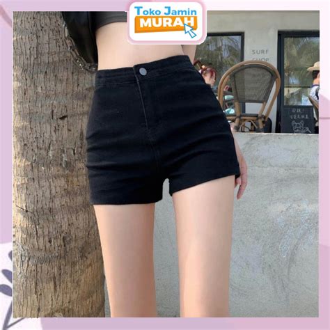 Jual TJM CP393 Celana Pendek Denim High Waist Wanita Hot Pants Korean Style Shopee Indonesia