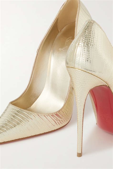 Christian Louboutin So Kate 120 Metallic Lizard Effect Leather Pumps Net A Porter