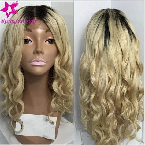 Ombre Dark Root Blonde Ombre Lace Front Wig 1bt613 Wavy Brazilian