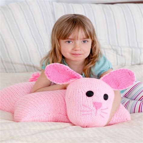 Super Cute Knitted Bunny Pillow Pal [FREE Knitting Pattern]