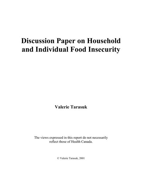 Pdf Discussion Paper On Household And Individual Food Insecurity