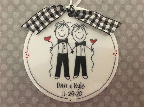 Same Sex Male Wedding Personalized Ornament Gay Wedding Etsy