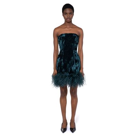 Minelli Mini Dress In Teal Velvet 16arlington Contemporary Ready To Wear Coveti