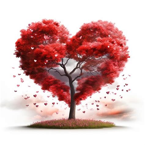 Premium Ai Image Surprising Red Love Tree Heart Shaped