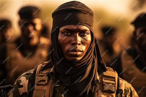 Premium AI Image | Closeup of Black African Military Soldiers