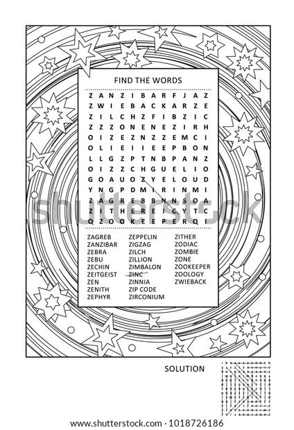 Puzzle Coloring Activity Page Grownups Zwords Vector De Stock Libre