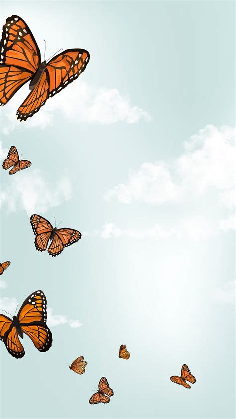 Orange butterfly mobile wallpaper, sky | Premium Photo - rawpixel