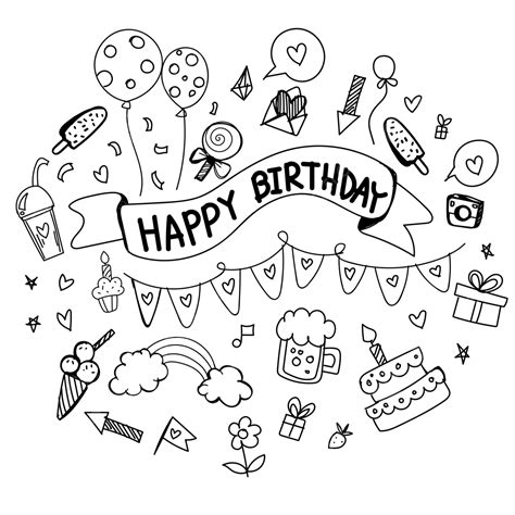 Happy Birthday Doodle Art, Birthday Drawing, Doodle Drawing, Birthday ...