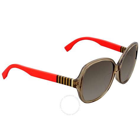 Fendi Crystal Brown Round Sunglasses Fendi Sunglasses Jomashop