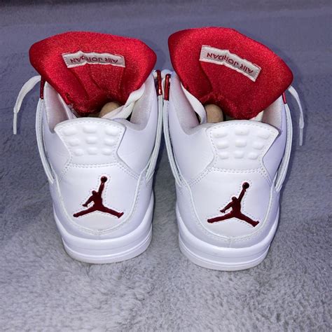 Jordan 4 metallic red worn once outside once soles... - Depop