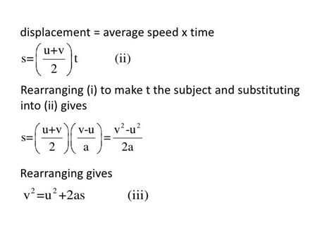 Chapter 2a Kinematics Suvat Equations