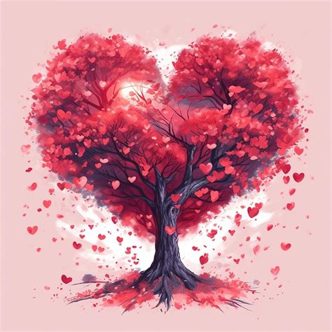 Hermoso árbol en forma de corazón Foto Premium