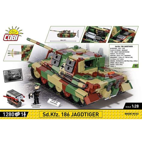 Cobi 1279 PCS HC WWII 2580 SD KFZ 186 JAGTIGER Jeu De Construction