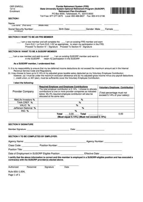 Fillable Form Orp Enroll Retirement Plan Enrollment Form Printable