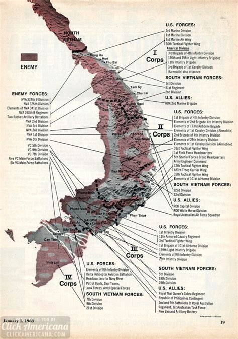 Vietnam War map: Corps to corps (1968) - Click Americana