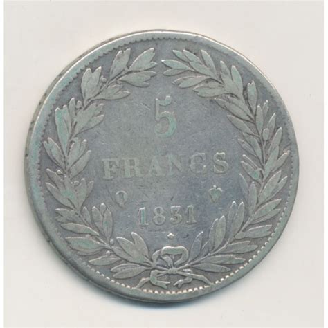 5 Francs Louis Philippe I 1831 Q Perpignan Tranche En Creux Tb