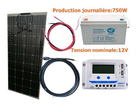 KIT SOLAIRE 150W SOUPLE 12V PWM EPEVER AUTONOME AVEC BATTERIE 1200W