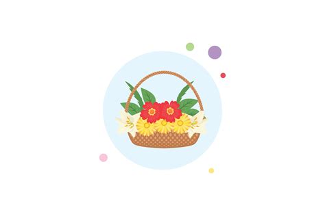 Spring Basket Flower Circle Bubble Icon Graphic By Raysaozora