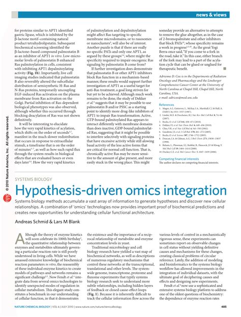 Pdf Systems Biology Hypothesis Driven Omics Integration