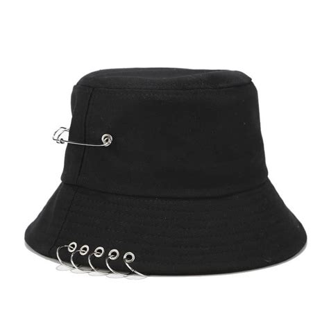 Safety Pin Pierced Bucket Hat Streetwear Axcid Shop Women Hats