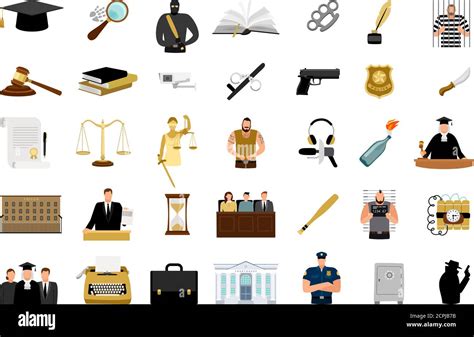 Justice Flat Icons Criminal Defense And Lawyer Briefcase Justice