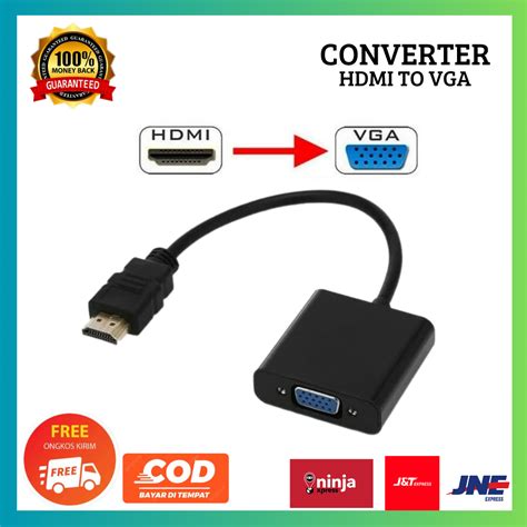 Jual Hdmi To Vga Converter Kabel Konverter Hdmi To Vga Konektor Hdmi To