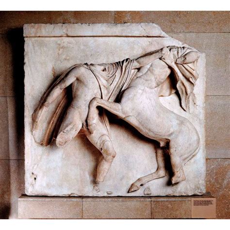 Marble metope from the Parthenon (South metope VII) • Classical Creek ...