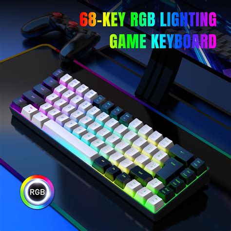 XIOP Gaming Keyboard, Compact USB Wired 68Keys Gaming Keyboard with RGB ...