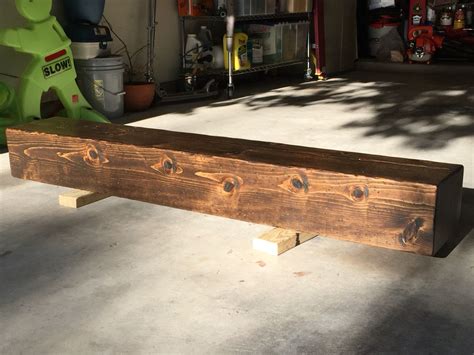 Diy Faux Solid Beam Pine Mantel With Expresso Color Stain Wood Beams