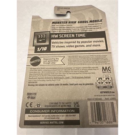 Mattel Toys Hot Wheels Monster High Ghoul Mobile Hw Screen Time 224 Poshmark