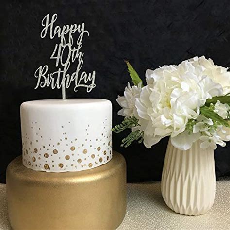 Silver Glitter Happy 40th Birthday Cake Topper 40 Years Happy Birthday