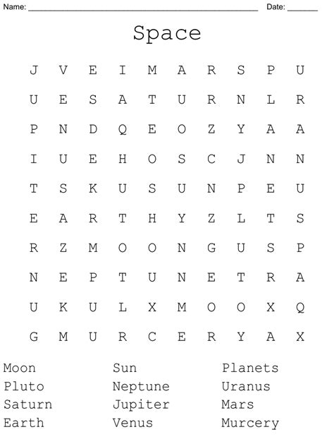 Space Word Search Wordmint